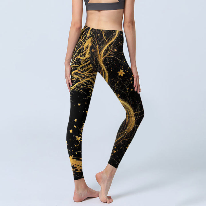 Buddha Stones Golden Dragon Musterdruck Gym Leggings Damen Yogahose - image 3