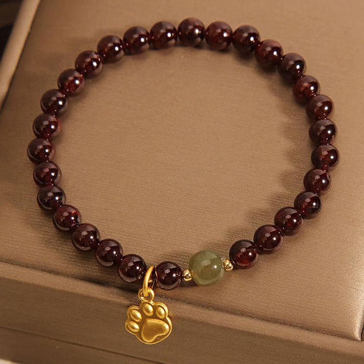 Buddha Stones Katzenpfote Granat Hetian Jade Perlen Reinigungsarmband