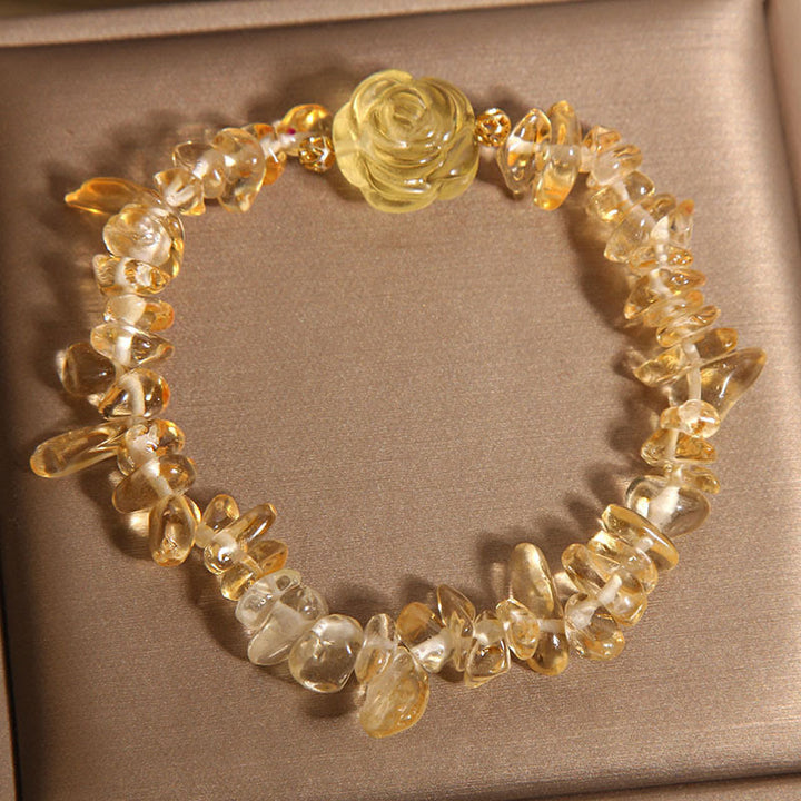 Buddha Stones Natürliches Citrin Unregelmäßige Perlen Blütenblätter Pleasure Armband
