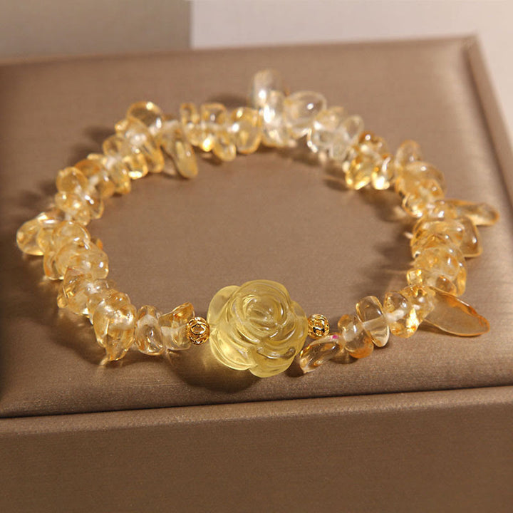 Buddha Stones Natürliches Citrin Unregelmäßige Perlen Blütenblätter Pleasure Armband