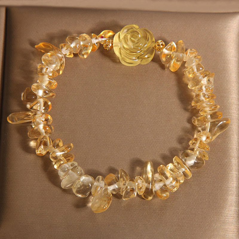 Buddha Stones Natürliches Citrin Unregelmäßige Perlen Blütenblätter Pleasure Armband