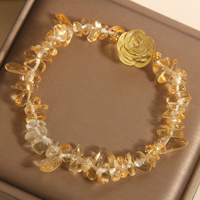 Buddha Stones Natürliches Citrin Unregelmäßige Perlen Blütenblätter Pleasure Armband