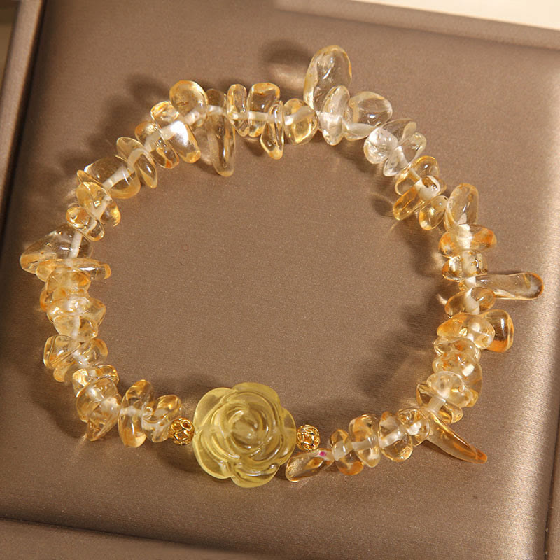 Buddha Stones Natürliches Citrin Unregelmäßige Perlen Blütenblätter Pleasure Armband
