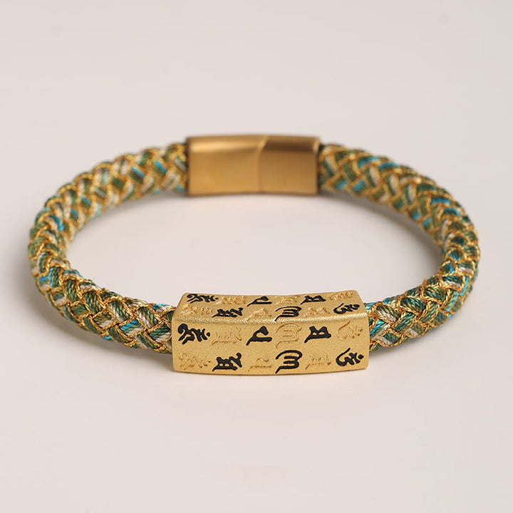Armband mit Buddha Stones, tibetisch, Om Mani Padme Hum, verschiedene Farben, Seil, Goldfaden, Diamantknoten, Glücksschnalle