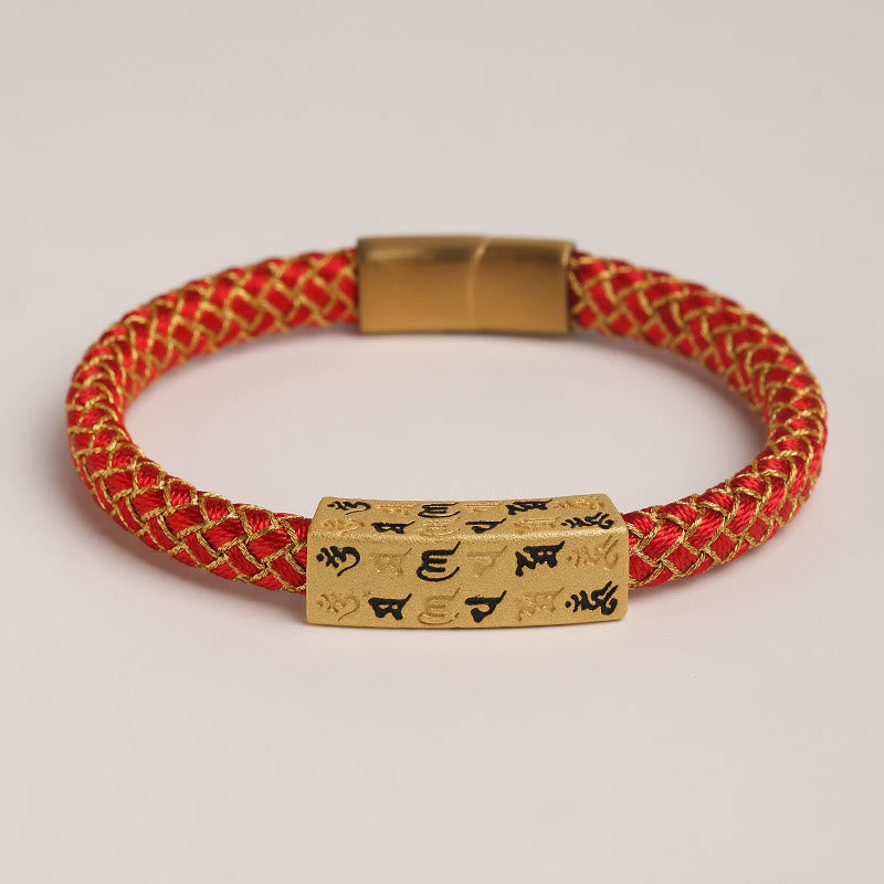 Armband mit Buddha Stones, tibetisch, Om Mani Padme Hum, verschiedene Farben, Seil, Goldfaden, Diamantknoten, Glücksschnalle