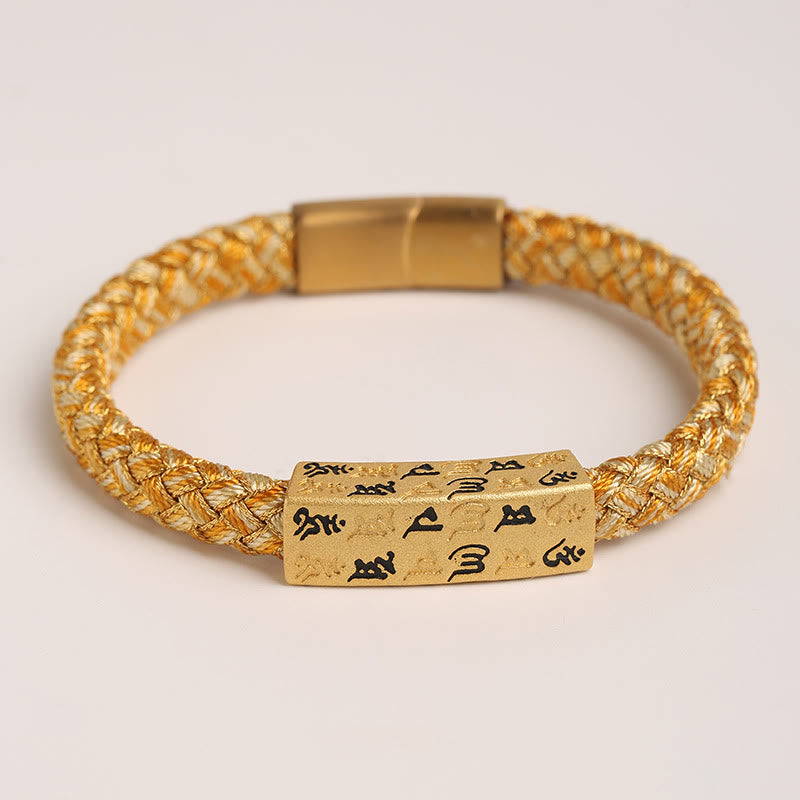 Armband mit Buddha Stones, tibetisch, Om Mani Padme Hum, verschiedene Farben, Seil, Goldfaden, Diamantknoten, Glücksschnalle