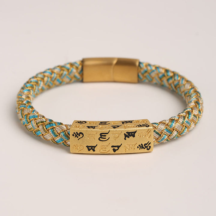 Armband mit Buddha Stones, tibetisch, Om Mani Padme Hum, verschiedene Farben, Seil, Goldfaden, Diamantknoten, Glücksschnalle
