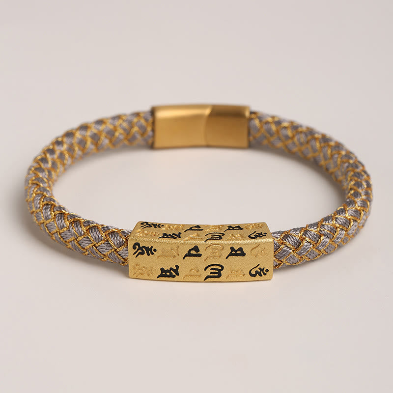 Armband mit Buddha Stones, tibetisch, Om Mani Padme Hum, verschiedene Farben, Seil, Goldfaden, Diamantknoten, Glücksschnalle