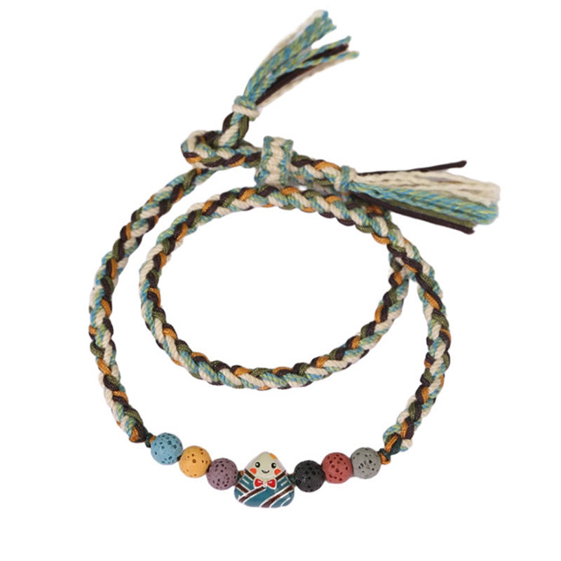Buddha Stones , Drachenboot-Festival, buntes Seil, Lavastein, Fu-Charakter, Reisknödel, Glück, geflochtenes Armband
