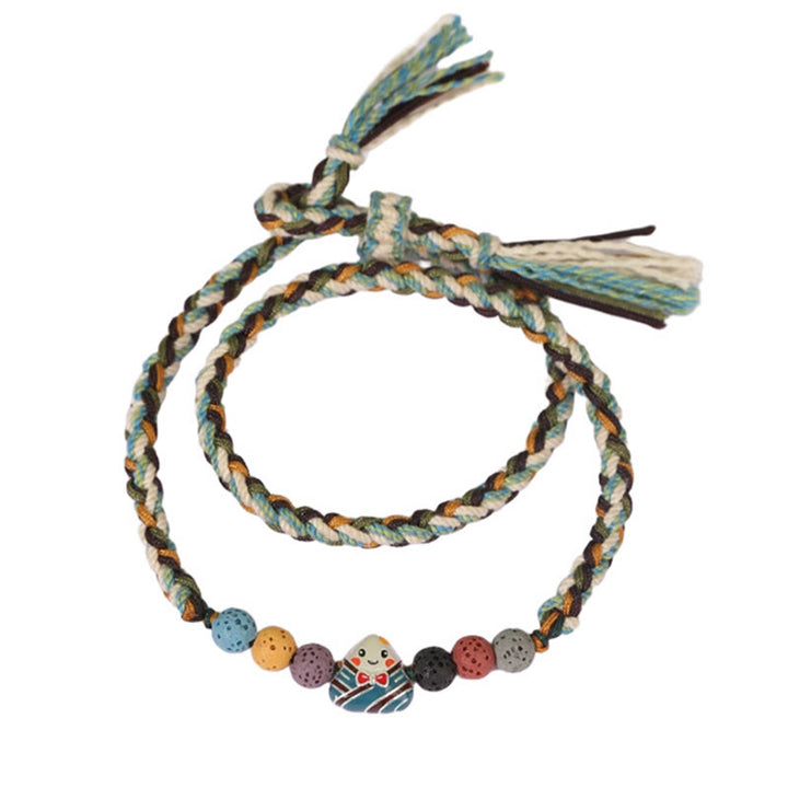 Buddha Stones , Drachenboot-Festival, buntes Seil, Lavastein, Fu-Charakter, Reisknödel, Glück, geflochtenes Armband