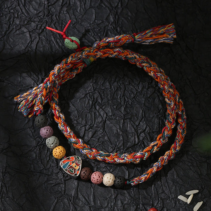 Buddha Stones , Drachenboot-Festival, buntes Seil, Lavastein, Fu-Charakter, Reisknödel, Glück, geflochtenes Armband