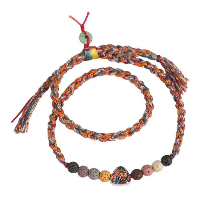 Buddha Stones , Drachenboot-Festival, buntes Seil, Lavastein, Fu-Charakter, Reisknödel, Glück, geflochtenes Armband