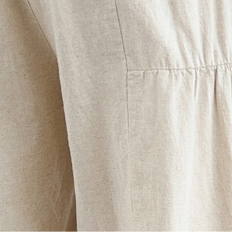 Buddha Stones Lässige, schlichte Baumwollhose mit Spitzeneinsatz, verkürztem Bein und Taschen für Damen - image 8