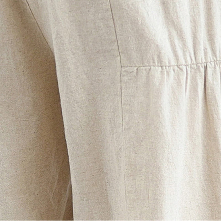 Buddha Stones Lässige, schlichte Baumwollhose mit Spitzeneinsatz, verkürztem Bein und Taschen für Damen - image 8