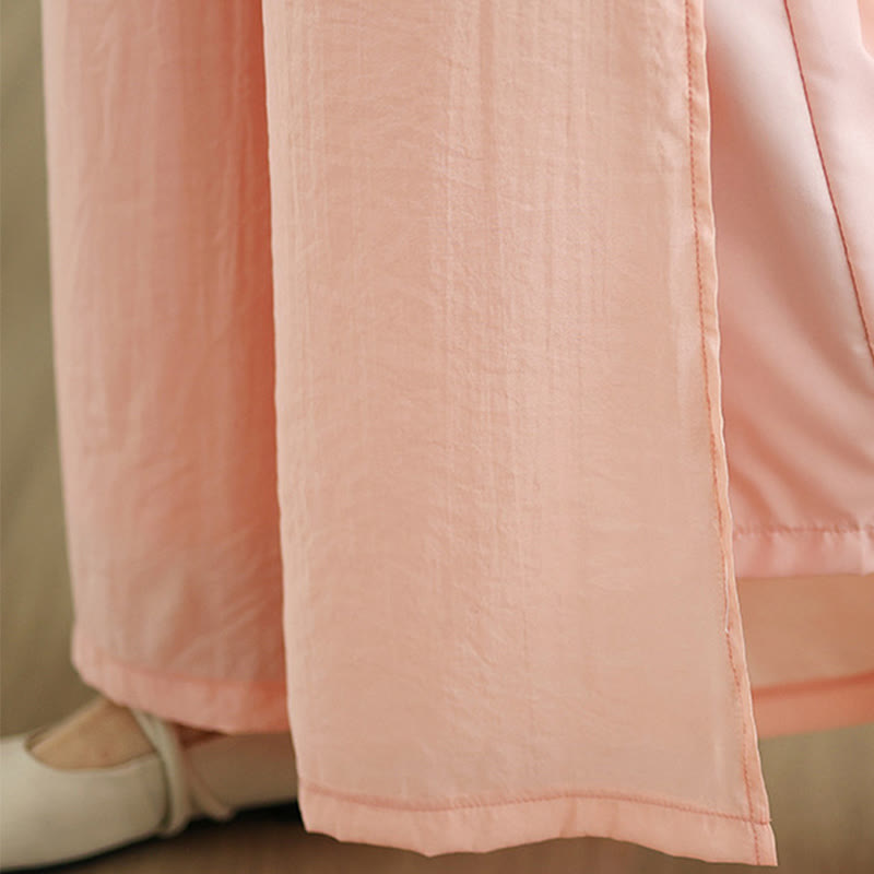 Buddha Stones Lässige Vintage-Hose mit seitlichem Schlitz am Saum, Baumwollleinen, weites Bein und Taschen für Damen