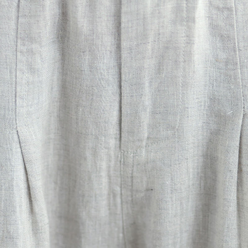 Buddha Stones Lässige Sommer-Haremshose aus Baumwolle und Leinen mit hoher Taille und Taschen für Damen - image 7