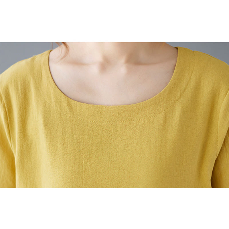 Damen-T-Shirt mit Buddha Stones -Motiv, Seitenschlitz, Rundhalsausschnitt, kurzen Ärmeln und Tasche aus Baumwoll-Polyester-Mischgewebe. - image 8