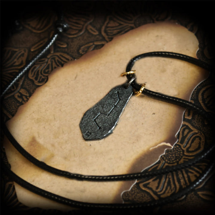 Buddha Stones Halskette mit Anhänger aus 999er Sterlingsilber und 24 Karat Gold mit dem großen Wagen im Yin-Yang-Design - image 4