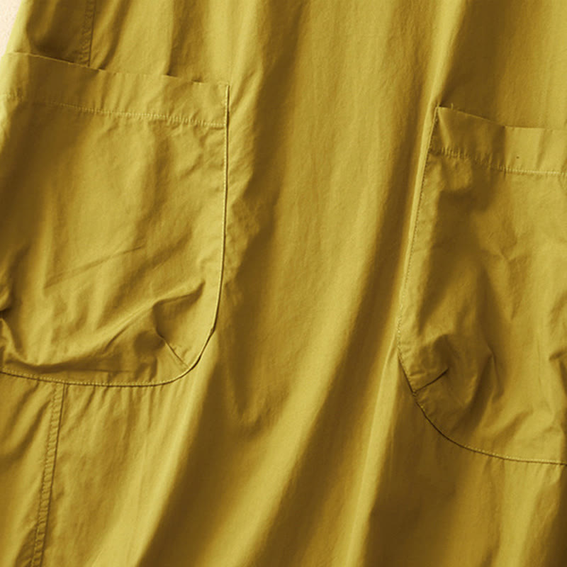 Buddha Stones Sommer-Midikleid mit schlichtem Rundhalsausschnitt und kurzen Ärmeln und Taschen - image 18