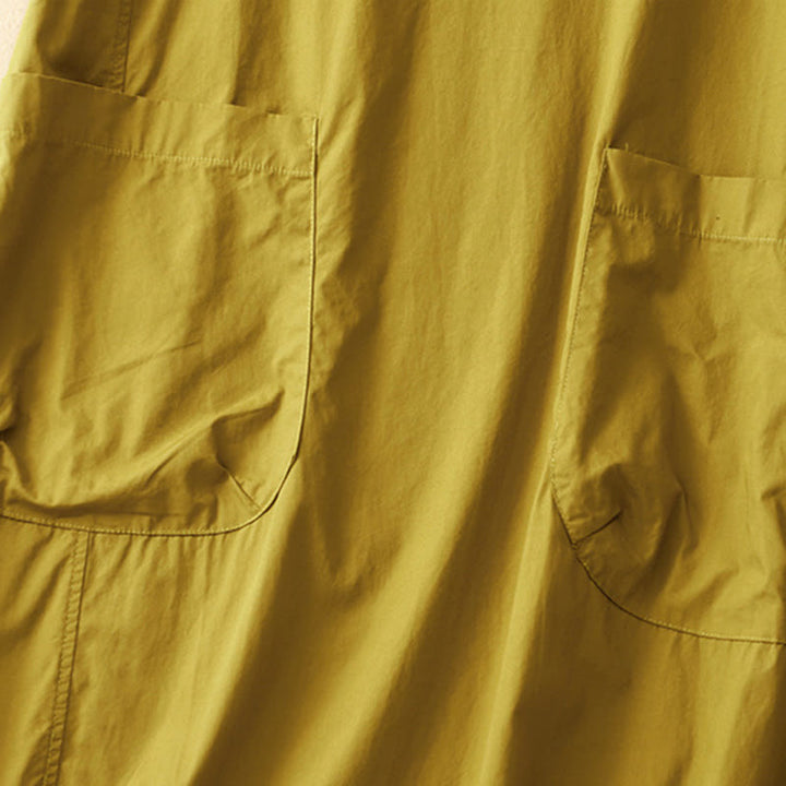 Buddha Stones Sommer-Midikleid mit schlichtem Rundhalsausschnitt und kurzen Ärmeln und Taschen - image 18