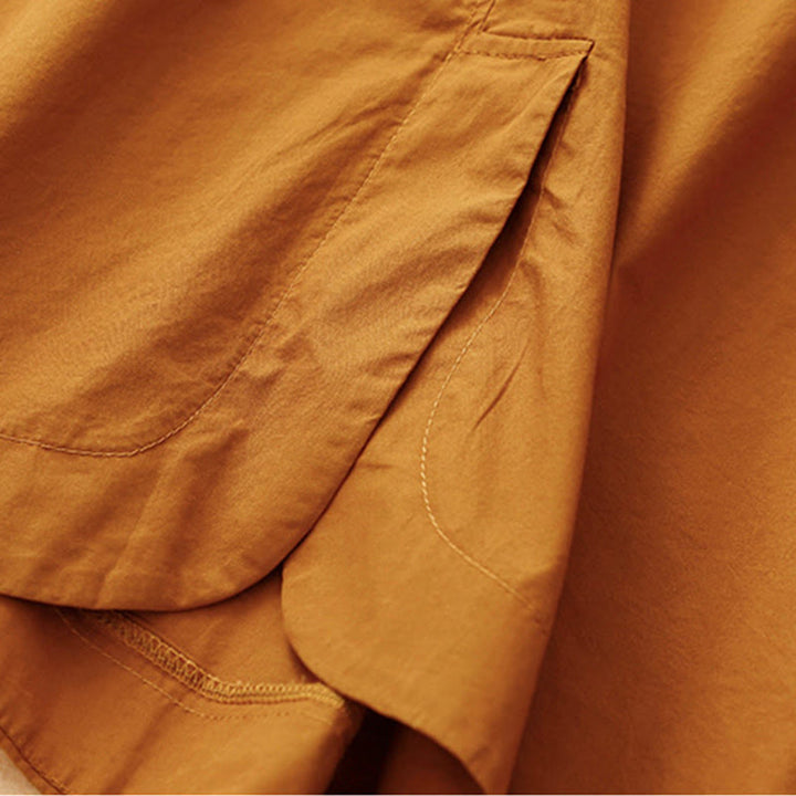Buddha Stones Sommer-Midikleid mit schlichtem Rundhalsausschnitt und kurzen Ärmeln und Taschen - image 5