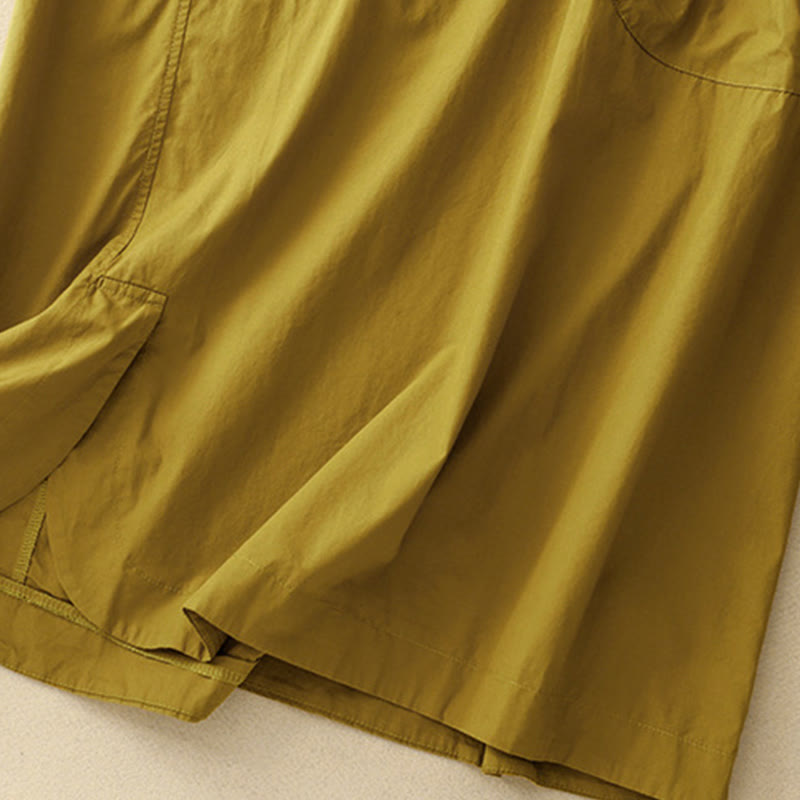 Buddha Stones Sommer-Midikleid mit schlichtem Rundhalsausschnitt und kurzen Ärmeln und Taschen - image 23