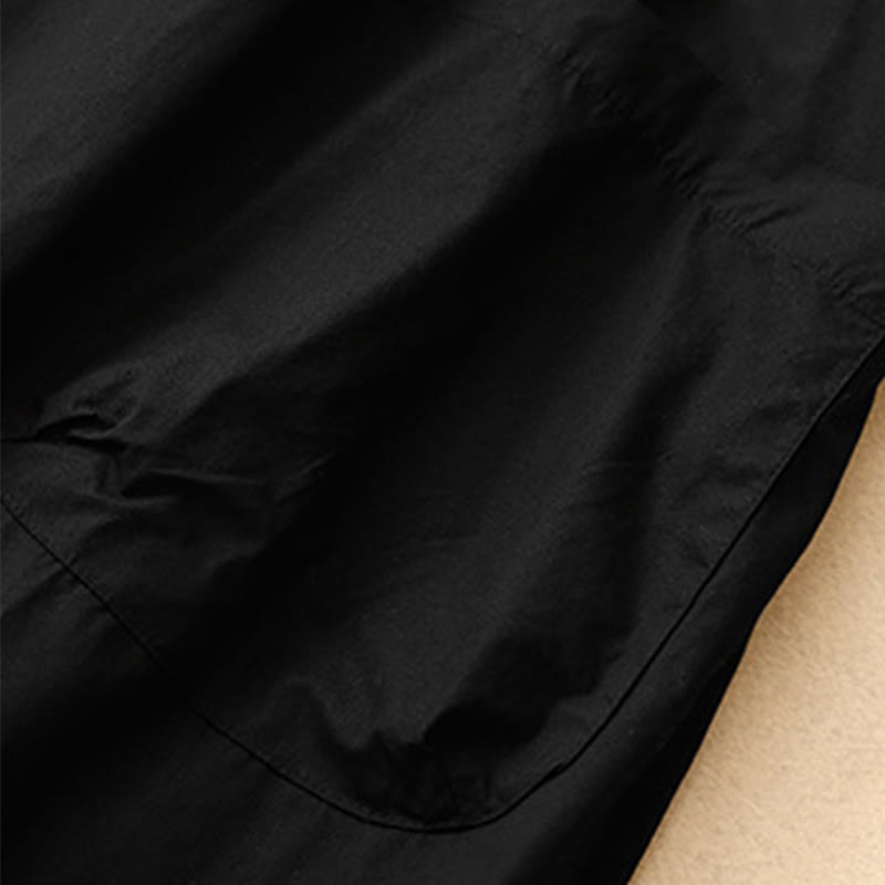 Buddha Stones Sommer-Midikleid mit schlichtem Rundhalsausschnitt und kurzen Ärmeln und Taschen - image 12
