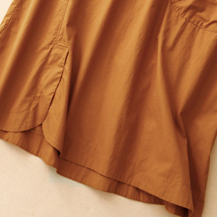 Buddha Stones Sommer-Midikleid mit schlichtem Rundhalsausschnitt und kurzen Ärmeln und Taschen - image 4