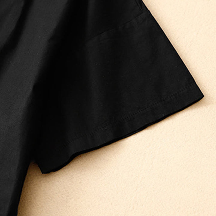 Buddha Stones Sommer-Midikleid mit schlichtem Rundhalsausschnitt und kurzen Ärmeln und Taschen - image 10