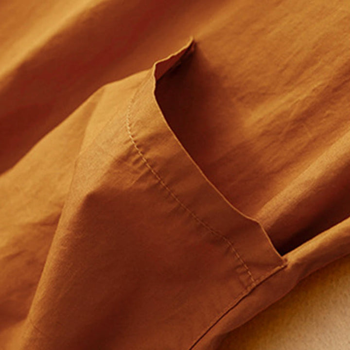 Buddha Stones Sommer-Midikleid mit schlichtem Rundhalsausschnitt und kurzen Ärmeln und Taschen - image 3