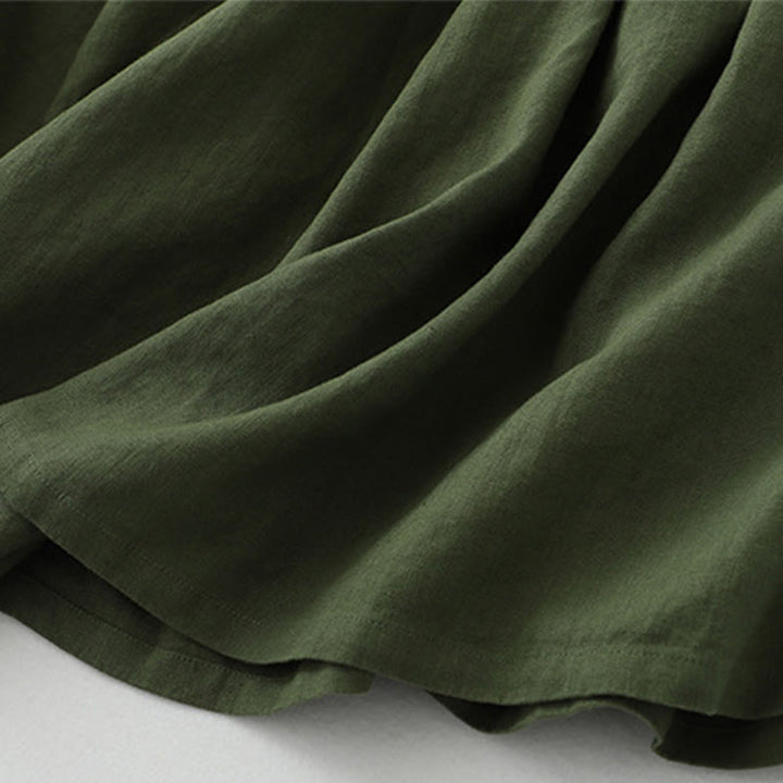 Buddha Stones Tägliches, lässiges, einfarbiges, V-Ausschnitt-Midikleid mit schlichtem Knopfdesign und ärmellosem Schnitt - image 15