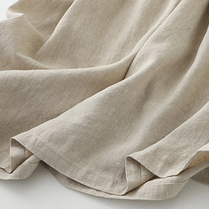 Buddha Stones Tägliches, lässiges, einfarbiges, V-Ausschnitt-Midikleid mit schlichtem Knopfdesign und ärmellosem Schnitt - image 9