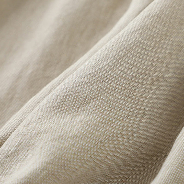 Buddha Stones Tägliches, lässiges, einfarbiges, V-Ausschnitt-Midikleid mit schlichtem Knopfdesign und ärmellosem Schnitt - image 7