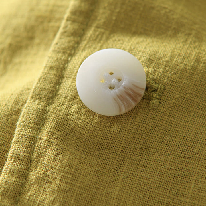 Buddha Stones Langarm-Knopfleiste Design Herren-Baumwoll-Leinen-Jackenhemd mit Taschen - image 25