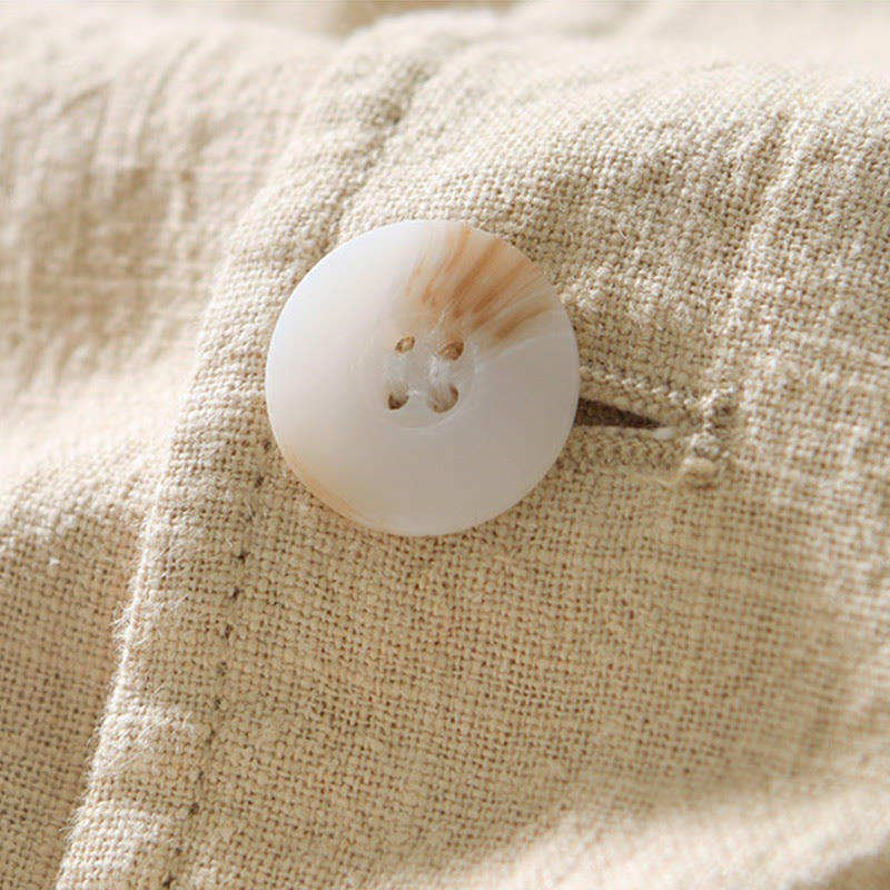 Buddha Stones Langarm-Knopfleiste Design Herren-Baumwoll-Leinen-Jackenhemd mit Taschen - image 13