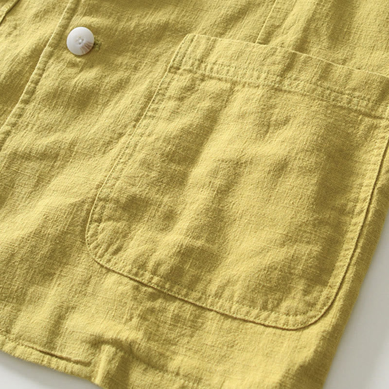 Buddha Stones Langarm-Knopfleiste Design Herren-Baumwoll-Leinen-Jackenhemd mit Taschen - image 24