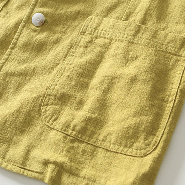 Buddha Stones Langarm-Knopfleiste Design Herren-Baumwoll-Leinen-Jackenhemd mit Taschen - image 24