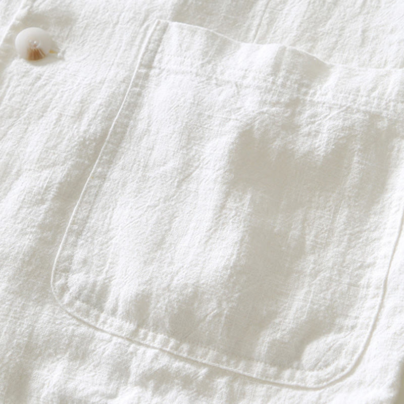 Buddha Stones Langarm-Knopfleiste Design Herren-Baumwoll-Leinen-Jackenhemd mit Taschen - image 7