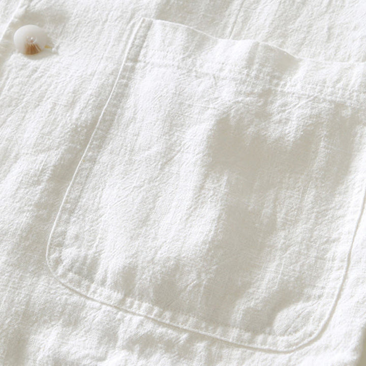 Buddha Stones Langarm-Knopfleiste Design Herren-Baumwoll-Leinen-Jackenhemd mit Taschen - image 7