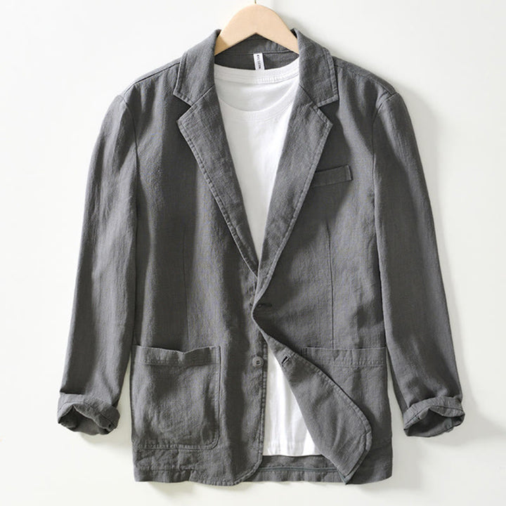 Buddha Stones Langarm-Knopfleiste Design Herren-Baumwoll-Leinen-Jackenhemd mit Taschen - Schiefergrau - US/ UK/AU44, EU54 (4XL) - image 27