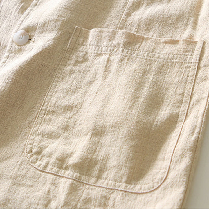 Buddha Stones Langarm-Knopfleiste Design Herren-Baumwoll-Leinen-Jackenhemd mit Taschen - image 12