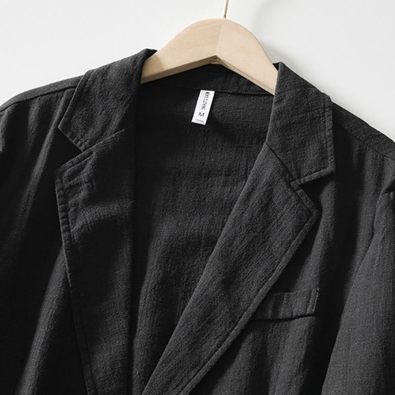 Buddha Stones Langarm-Knopfleiste Design Herren-Baumwoll-Leinen-Jackenhemd mit Taschen - image 17