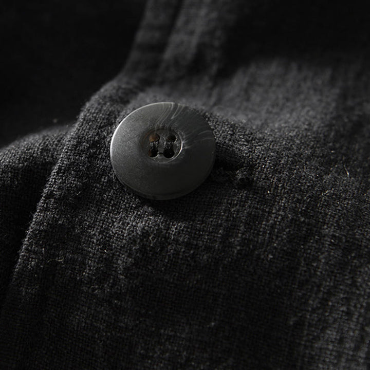 Buddha Stones Langarm-Knopfleiste Design Herren-Baumwoll-Leinen-Jackenhemd mit Taschen - image 19