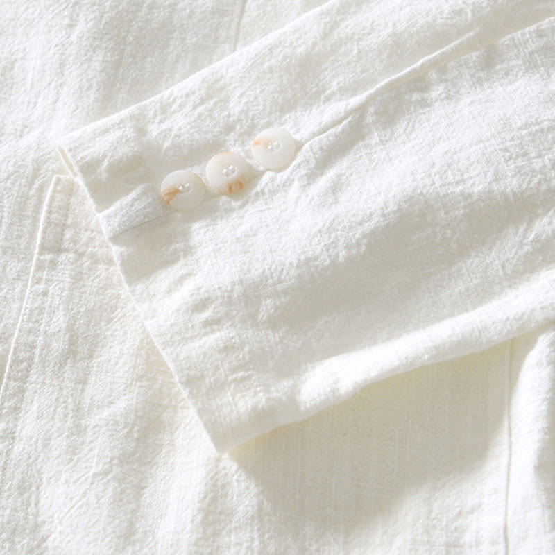 Buddha Stones Langarm-Knopfleiste Design Herren-Baumwoll-Leinen-Jackenhemd mit Taschen - image 8