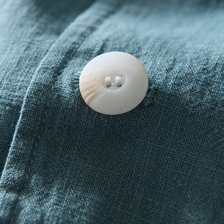 Buddha Stones Langarm-Knopfleiste Design Herren-Baumwoll-Leinen-Jackenhemd mit Taschen - image 3