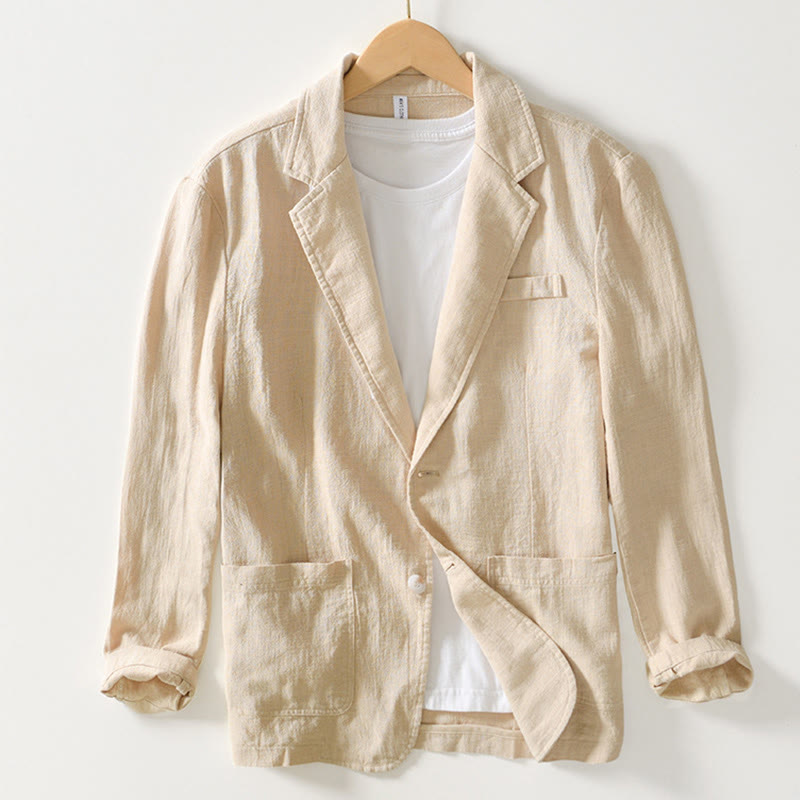 Buddha Stones Langarm-Knopfleiste Design Herren-Baumwoll-Leinen-Jackenhemd mit Taschen - Zitronen-Chiffon - US/ UK/AU44, EU54 (4XL) - image 10