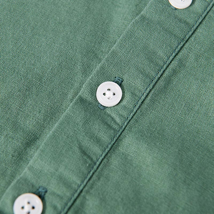 Buddha Stones Daily Plain Patch Farblich passendes Design Herren Kurzarmhemd aus Baumwolle und Leinen - image 7