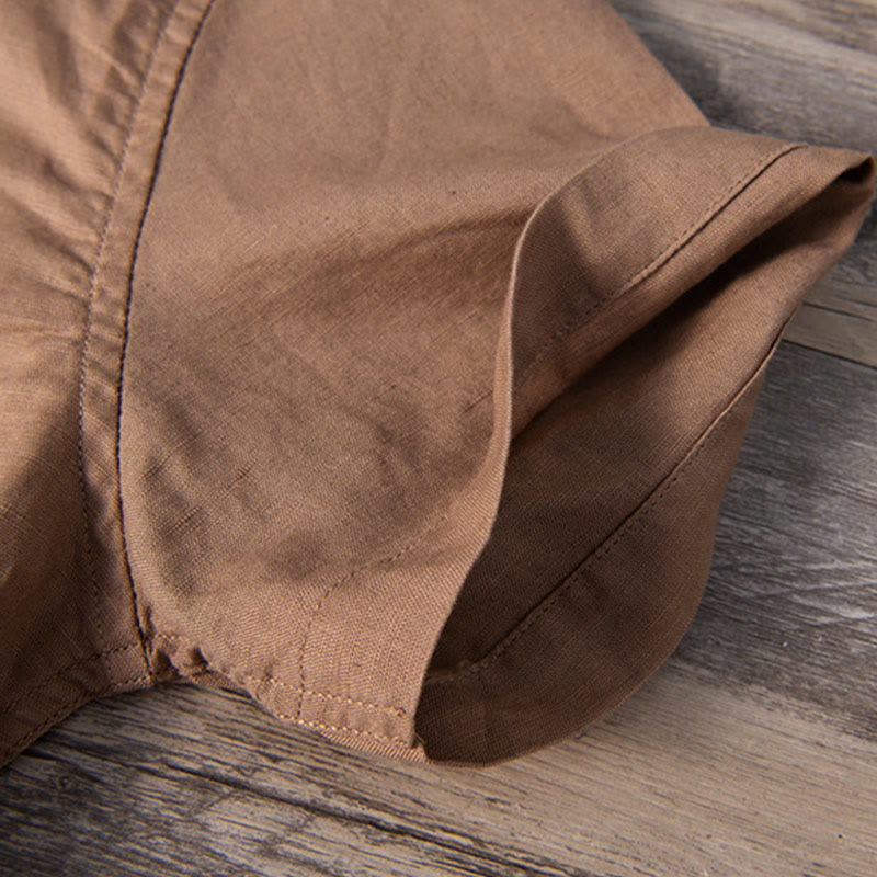 Buddha Stones Daily Plain Patch Farblich passendes Design Herren Kurzarmhemd aus Baumwolle und Leinen - image 15