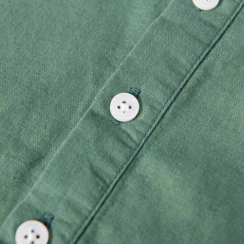 Buddha Stones Daily Plain Patch Farblich passendes Design Herren Kurzarmhemd aus Baumwolle und Leinen - image 7