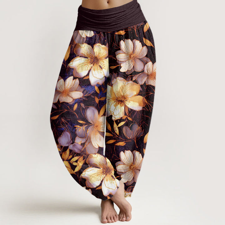 Buddha Stones Cremeweiße Blumen Muster Design Damen Haremshose mit elastischer Taille - Peru - US22， UK/AU26，EU54 (6XL) - image 5